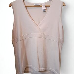 Villager By Liz Claiborne Cream V Neck Women's XL Sleeveless Sweater Tank Top